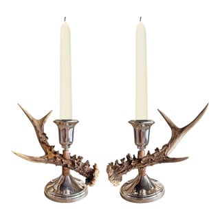 Pair of Swiss Roe Deer Candlesticks For Sale