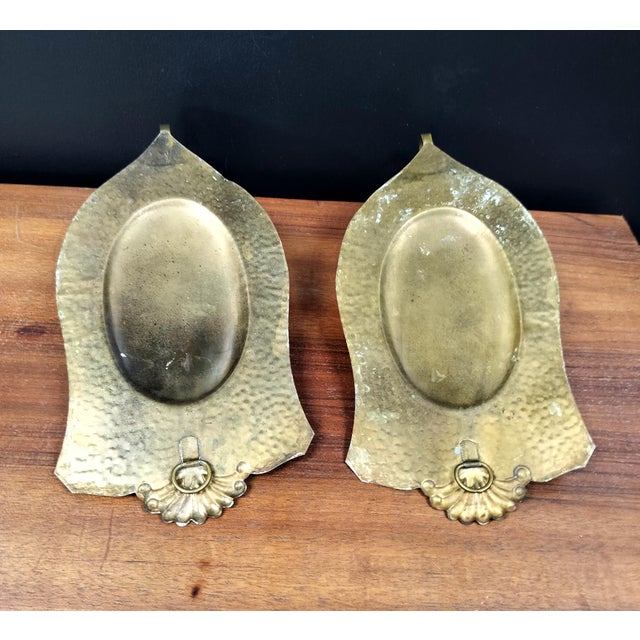 1940s Mid Century Swedish Knut Eriksson Brass Candle Sconces Pair For Sale - Image 5 of 5