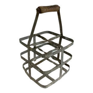 1930s French 4 Bottle Carrier Wine Bottle Holder