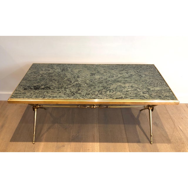 Neoclassical 1940s Neoclassical style coffee table with marble top in the style of Raymond Subes For Sale - Image 3 of 12