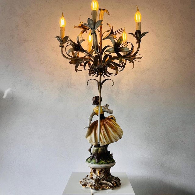 Vintage Handcrafted Torchiere Candelabra Lamp For Sale - Image 6 of 10