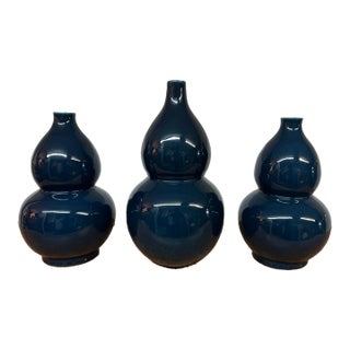 Martino Interiors Double Gourd Ceramic Vases, Set of Three For Sale