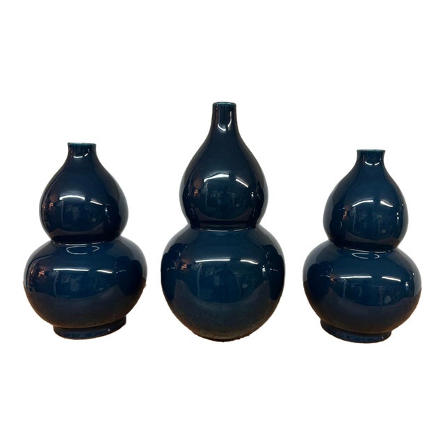 Martino Interiors Double Gourd Ceramic Vases, Set of Three For Sale