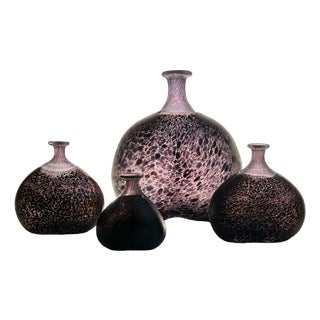 Glass Art Vases by Bertil Vallien for Kosta Boda, Sweden, 1980s, Set of 4 For Sale