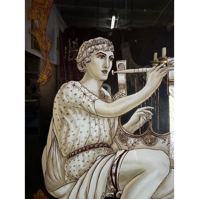 Neoclassical Reverse Painted Mirror Panels, Early 20th Century For Sale - Image 4 of 11