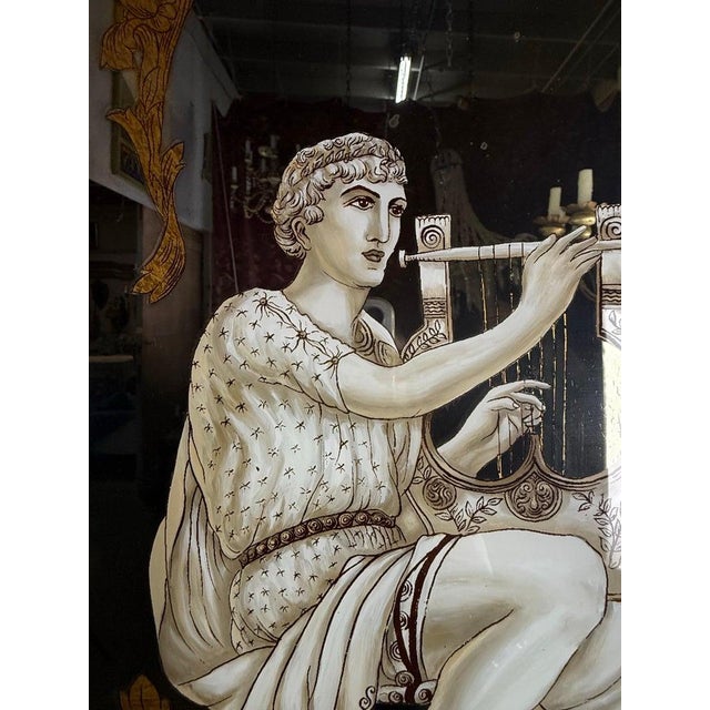 Pair of Reverse Painted Framed Mirror Panels For Sale - Image 4 of 11
