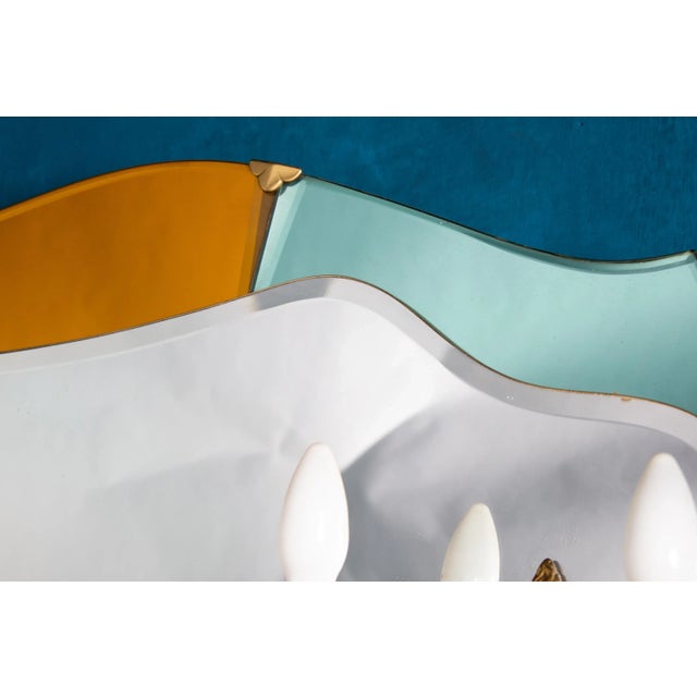 Glass Mid-Century Cristal Art Console Table with Mirror and Sconces, 1950 For Sale - Image 7 of 14