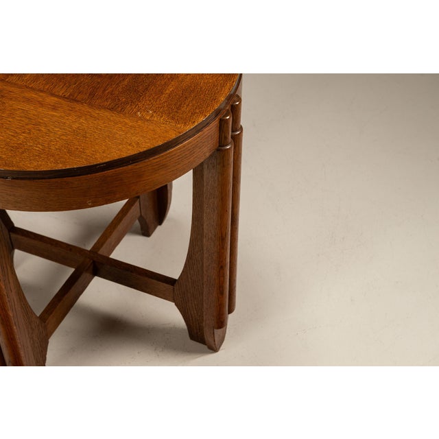 Wood Amsterdam School Side Table in Oak with Coromandel Inlay, Netherlands, 1930s For Sale - Image 7 of 10