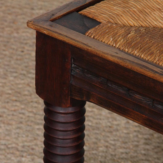 French Straw-Seated Chairs in Wood, 1940, Set of 6 For Sale - Image 9 of 11
