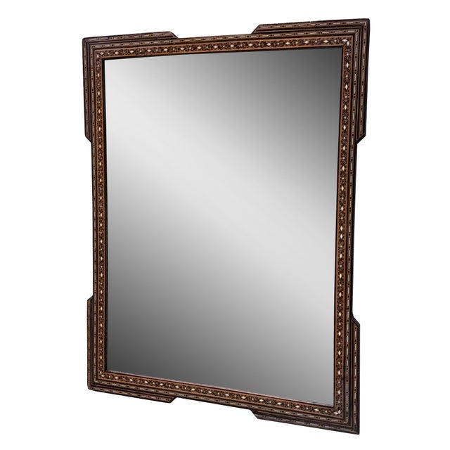 Art Deco Early 20th Century Marquetry Wood Inlaid Mirror For Sale - Image 3 of 4