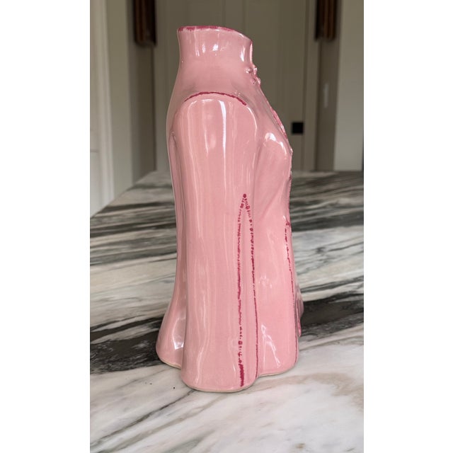 Vintage Terra Cotta Painted & Glazed Kimono Vase For Sale In Seattle - Image 6 of 11