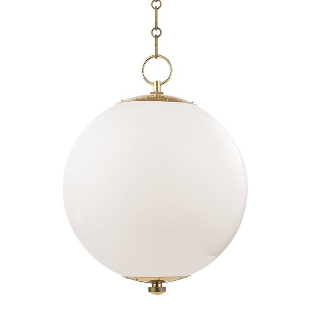 Mark D. Sikes 1 Light Sphere No. 1 Pendant, Large, Aged Brass For Sale