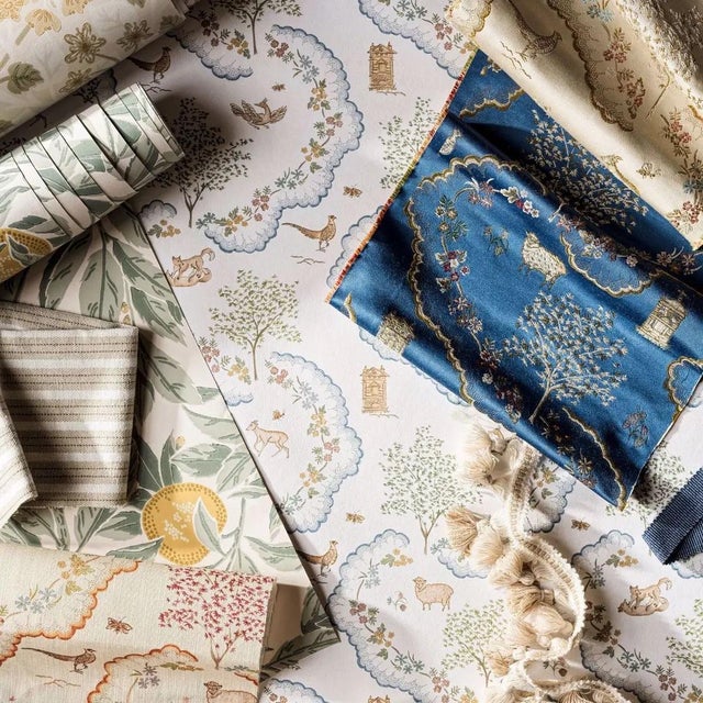 Traditional Sanderson Wildflower Meadow Brocade Fabric in Sapphire - a sample For Sale - Image 3 of 3