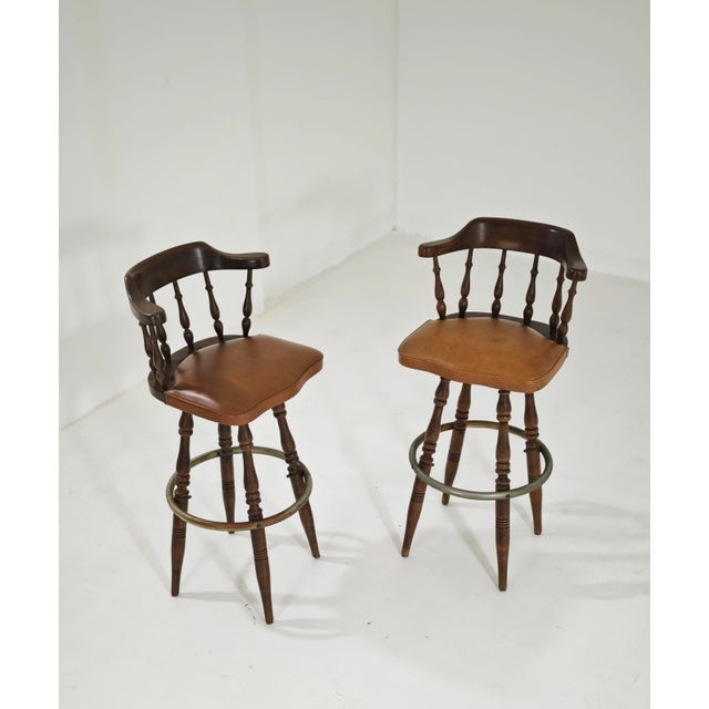 Mid-Century Modern Vintage Italian Pizzetti Roma Wooden Stools, 1970s, Set of 2 For Sale - Image 3 of 17
