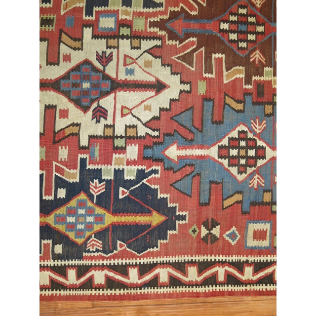 1930s Tribal Antique Caucasian Geometric Kilim For Sale - Image 5 of 18