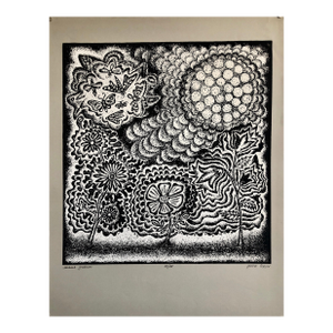 Michail GrobmanLarge Post Soviet Non Conformist Russian Israeli Volcano Lithograph Silkscreen