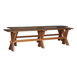 Rustic Farmhouse Benches in Cherry and Oak, 1940s, Set of 2 For Sale