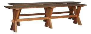 Rustic Farmhouse Benches in Cherry and Oak, 1940s, Set of 2