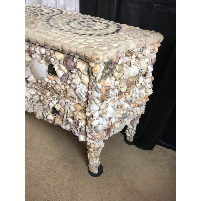 Wood Late 20th Century The Siren's Commode: A French Bombe Grotto Seashell-Encrusted Masterpiece For Sale - Image 7 of 8