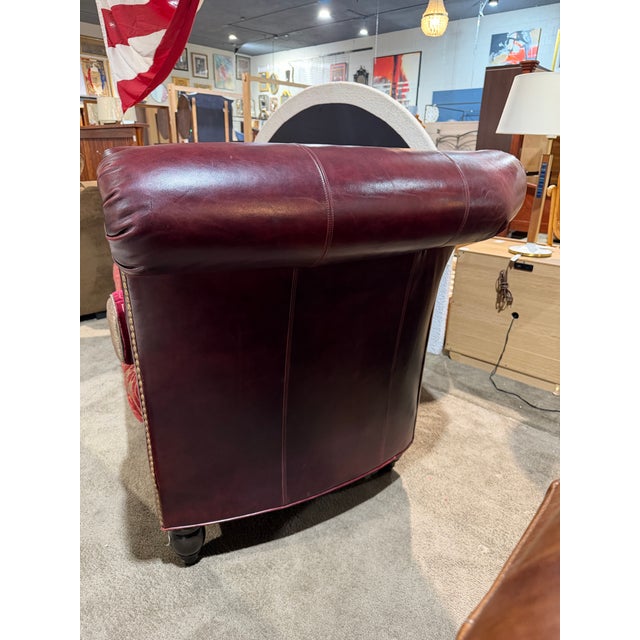 Hickory Furniture Hickory Red Leather Sofa With Four Pillows For Sale - Image 4 of 5