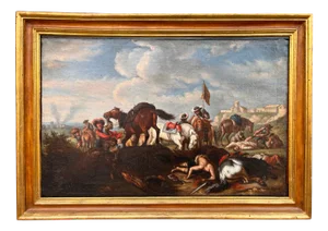 After Christian Reder, Retreat from Battle, Oil on Canvas