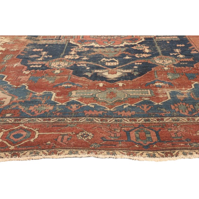 Late 19th Century Rustic Antique Persian Serapi Rug, 10'02 X 12'06 For Sale - Image 4 of 10