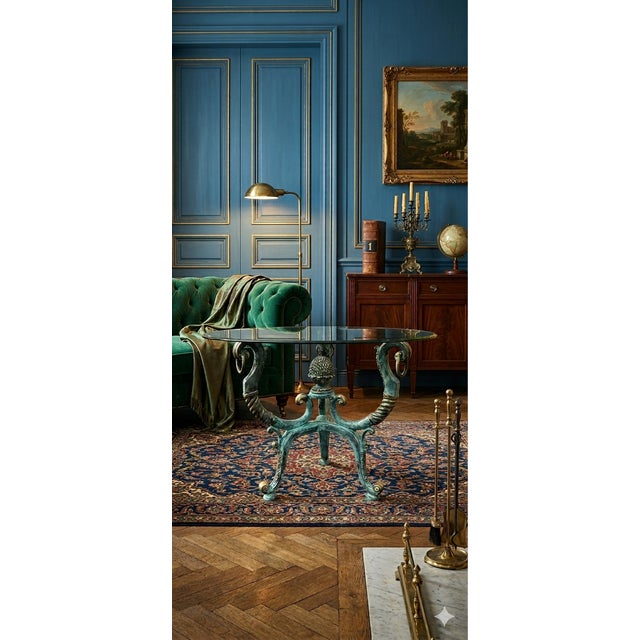 Neoclassical Style Patinated Brass / Verdigris Bronze Center or Dining Table by LaBarge For Sale - Image 12 of 12