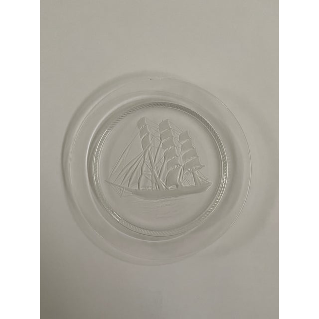 Nautical Pair of Lalique Glass and Frosted Ship Plates For Sale - Image 3 of 5