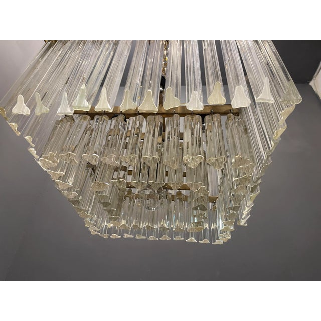 Large Italian Murano Glass Prism Triedri Chandelier Lamp For Sale - Image 4 of 12