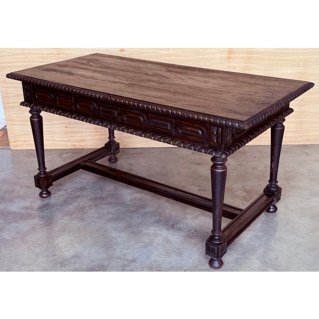 Baroque Late 18th Century Spanish Refectory Table or Farm Table with Three Drawers For Sale - Image 3 of 18