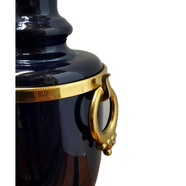 French Fancy Cobalt Blue Porcelain Table Lamp For Sale - Image 3 of 6
