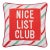 Nice List Club Embroidered Needlepoint Pillow, 12" x 12" For Sale