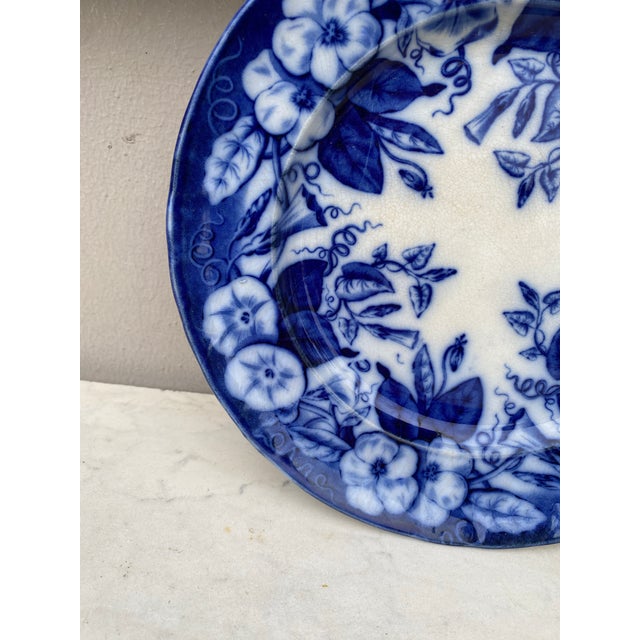 19th Century French Blue & White Morning Glory Plate Vieillard