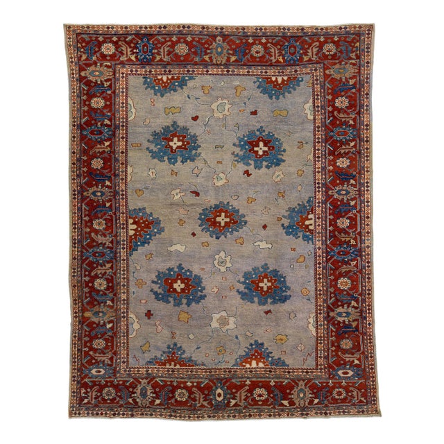1920s Handmade Gray Antique Persian Mahal Wool Rug With Allover Design For Sale