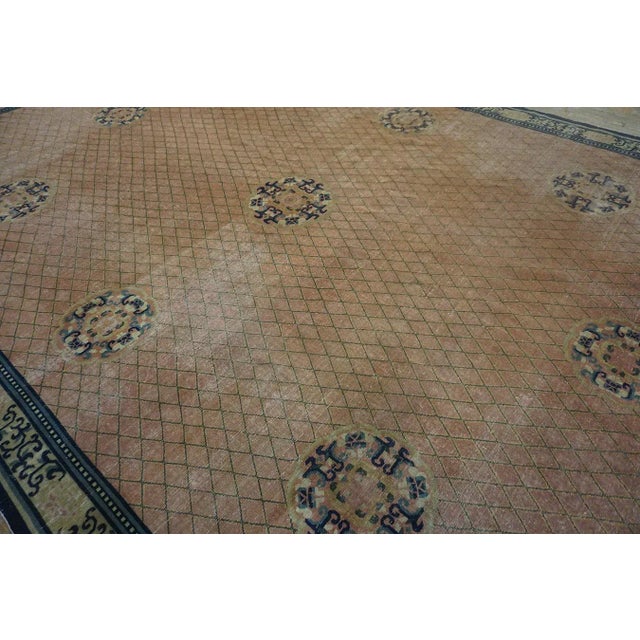 Pretty Rose Background Color With Geometric Design Antique Chinese Rug For Sale - Image 11 of 14