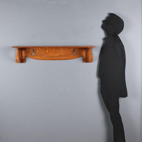 Antique Art Nouveau Shelf in Oak For Sale - Image 3 of 10