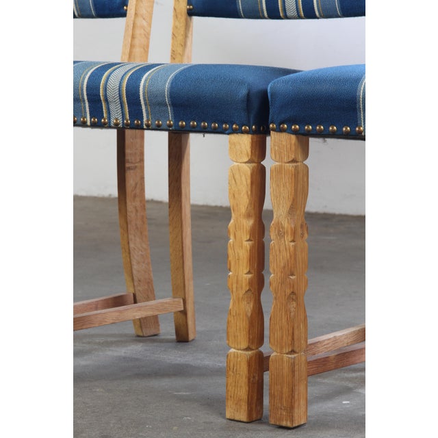 1960s Mid-Century Modern Danish Oak Dining Chairs in the style of Henning Kjærnulf, 1960, Set of 5 For Sale - Image 5 of 17