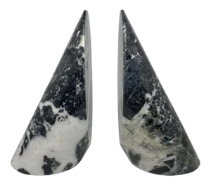 Vintage Slanted Green Marble Bookends