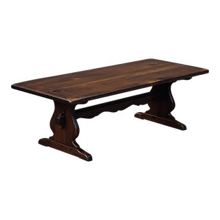 Ethan Allen Old Tavern Antiqued Pine Rectangular Trestle Cocktail Coffee Table 12-8000 For Sale