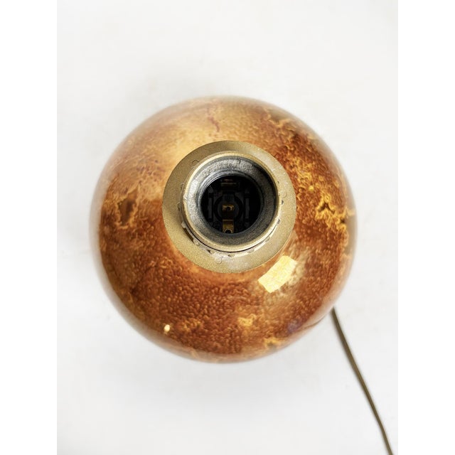 Round Painted Glass Table in Brown Color with Gold Straw Effect, France, 1970s For Sale - Image 6 of 8