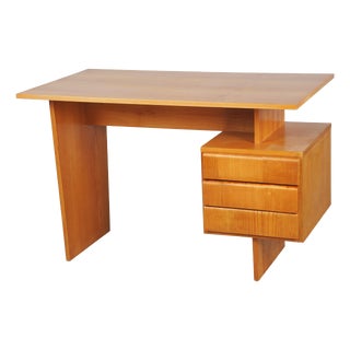 Mid-Century Writing Desk in Oak by B. Landsman, Czech, 1950s For Sale