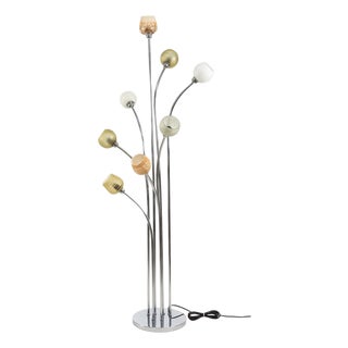 Mid-Century Modern Floor Lamp with Glass Lampshades, 1970s For Sale