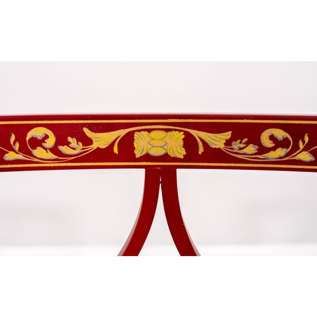 Red Pair Neoclassical Hand Paint Decorated Adams Style Armchairs For Sale - Image 8 of 18