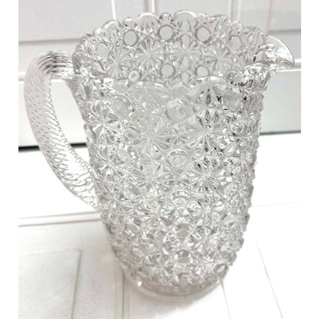 Large 9” Vintage Fenton Large Daisy & Button Water Pitcher For Sale - Image 10 of 10