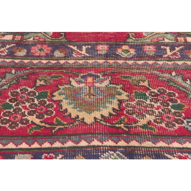 Early 20th Century Early 20th Century Antique-Worn Persian Tabriz Rug - 09'11 X 12'11 For Sale - Image 5 of 9