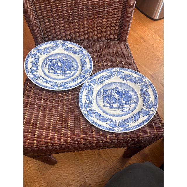 Spode Victorian Children Christmas Plate “Gathering Kindling”-set of 2. These plates would be great to use for Christmas...