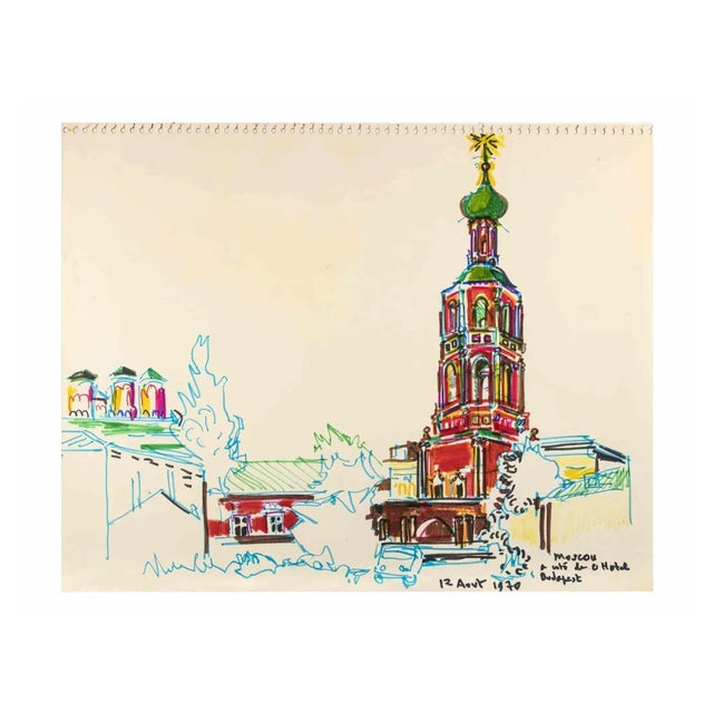 Reynold Arnould, Moscow, Marker Drawing, 1970 For Sale