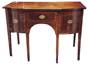 Georgian Inlaid Mahogany Sideboard. Small Proportions. Brass Handles.