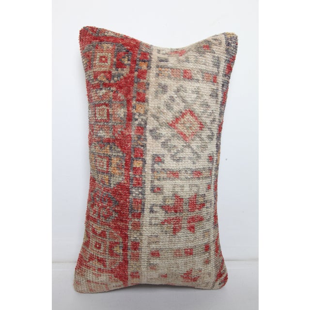 Contemporary Vintage Tribal Red and Beige Bohemian Rug Pillow Cover - 12'' X 20'' For Sale - Image 3 of 10
