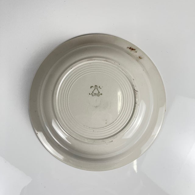 White Round Plate with Rim from Moulins Des Loups, 1950s For Sale - Image 8 of 9